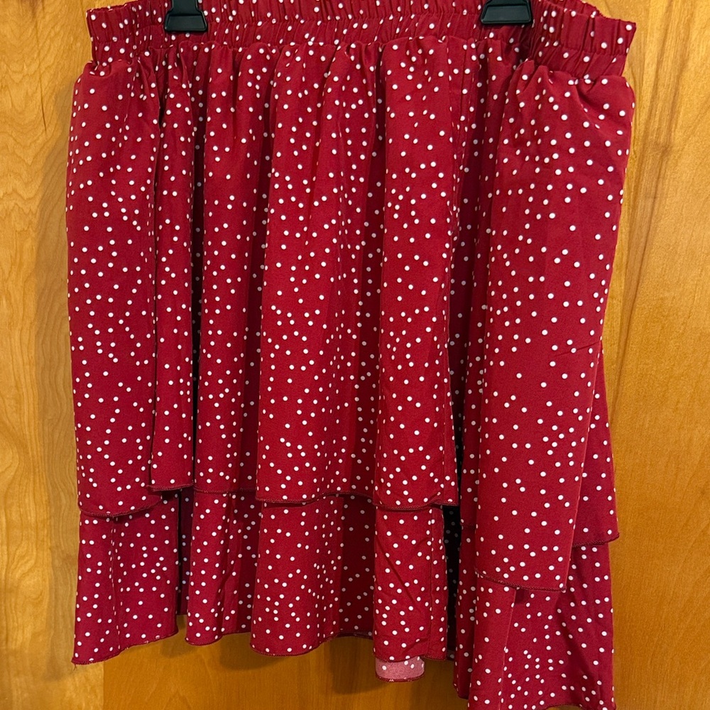 SHEIN Curve Red with White Polka Dots Skirt
